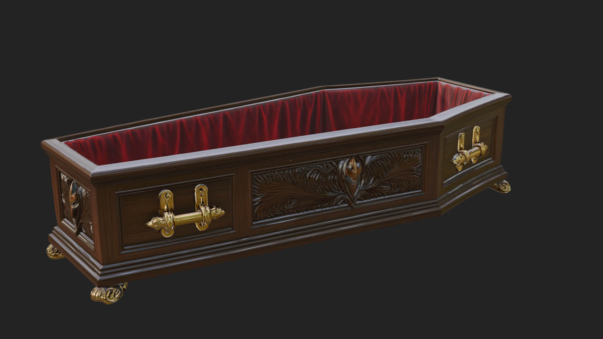 Open Wooden Coffin Model Design 4 3D Print Model 3D Model