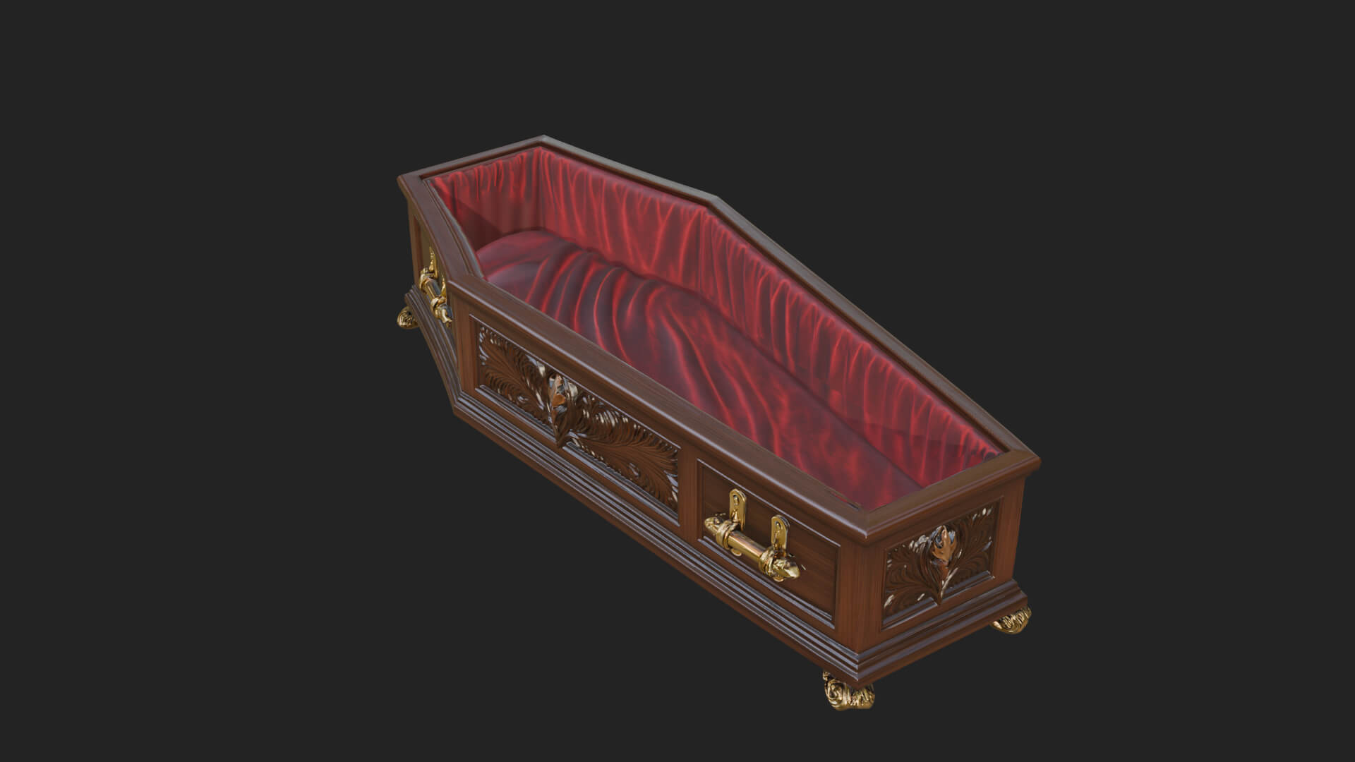 Open Wooden Coffin Model Design 4 3D Print Model 3D Model