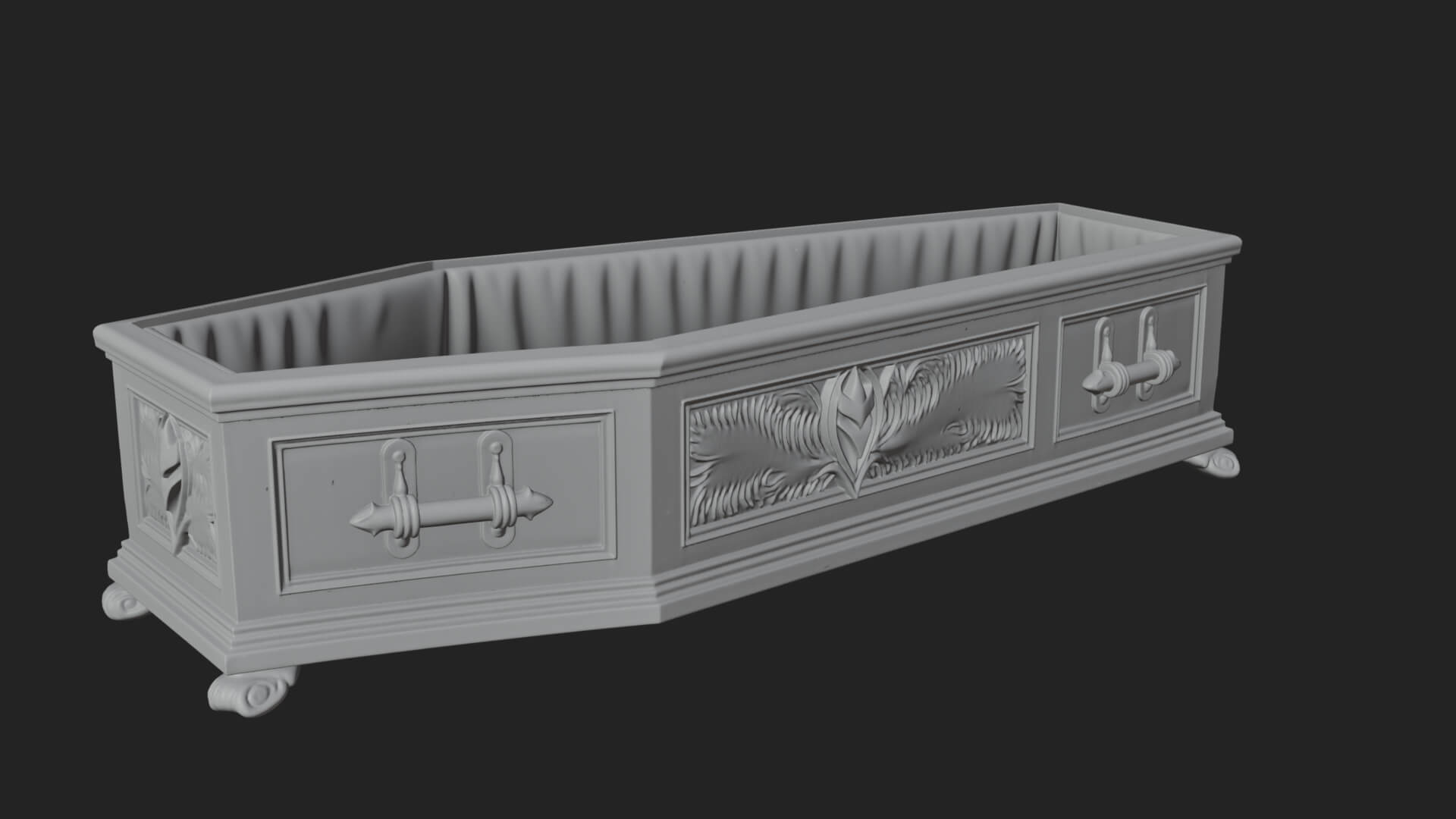 Open Wooden Coffin Model Design 4 3D Print Model 3D Model