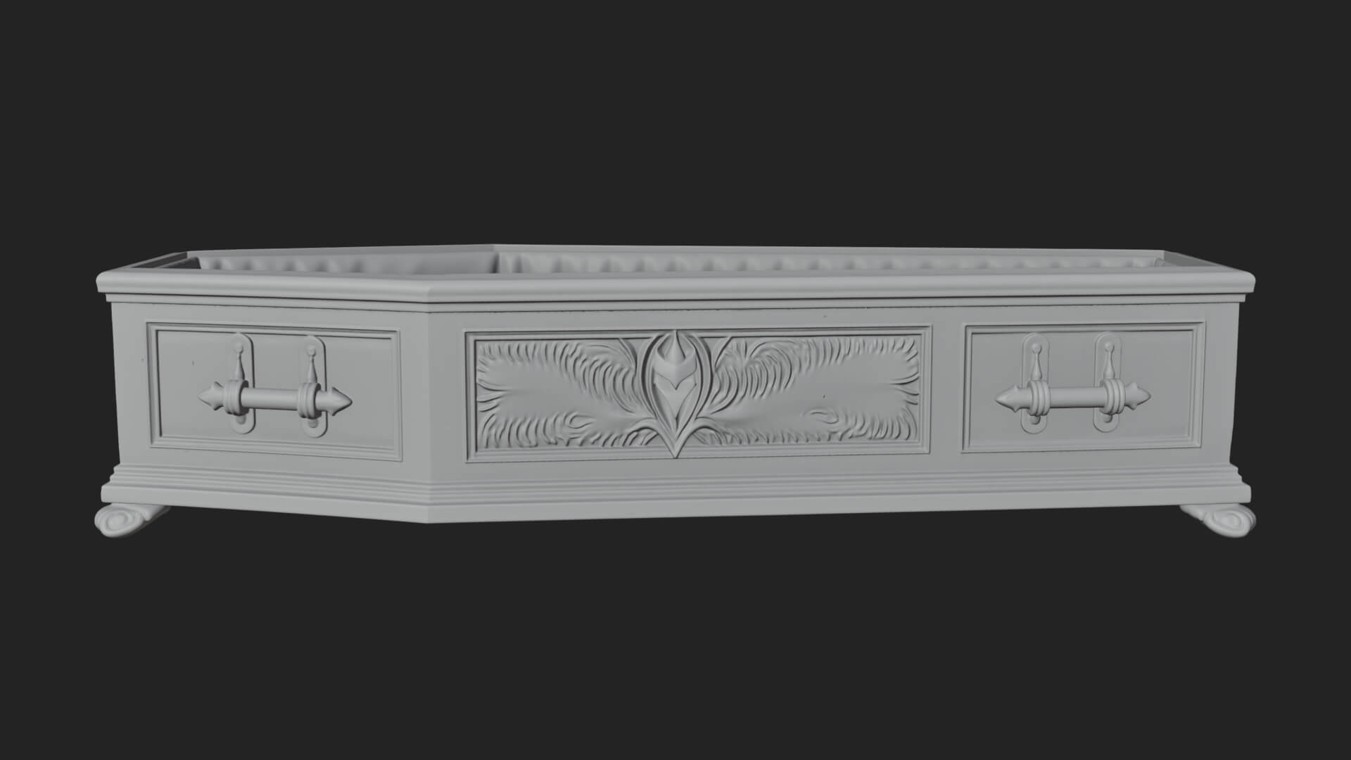 Open Wooden Coffin Model Design 4 3D Print Model 3D Model