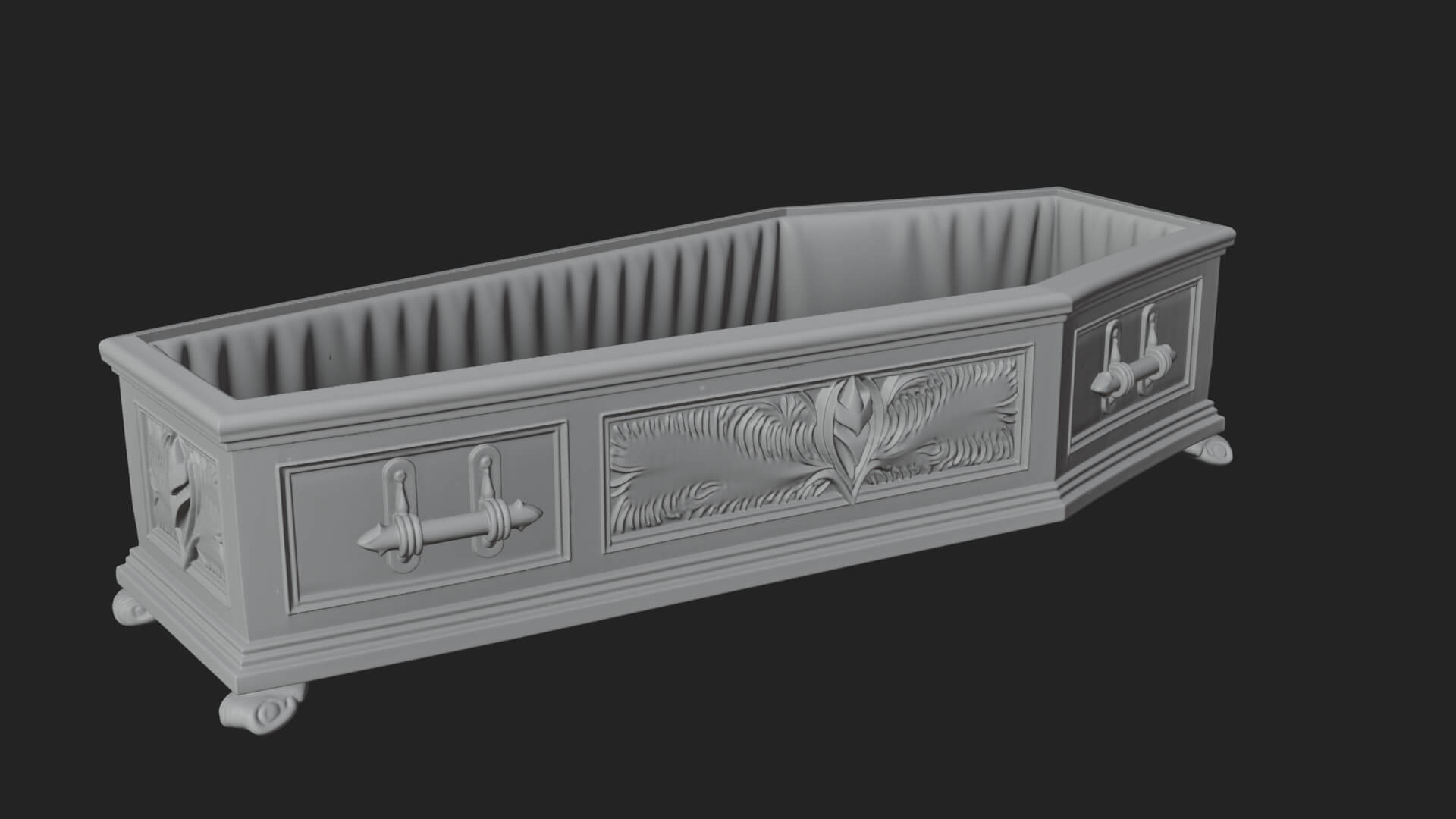 Open Wooden Coffin Model Design 4 3D Print Model 3D Model