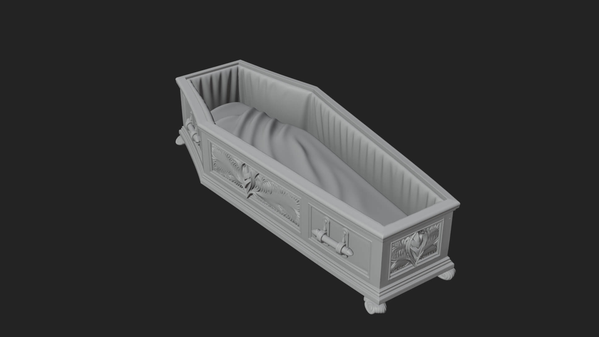 Open Wooden Coffin Model Design 4 3D Print Model 3D Model