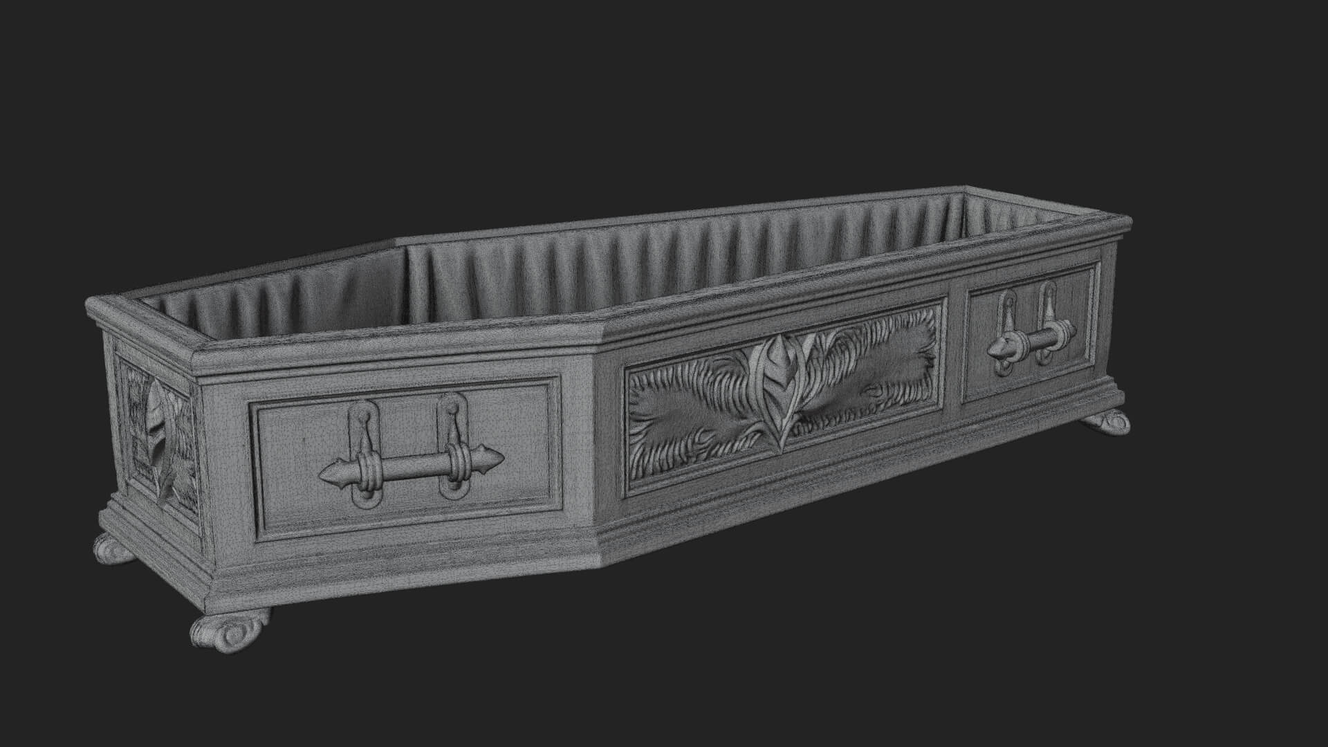 Open Wooden Coffin Model Design 4 3D Print Model 3D Model