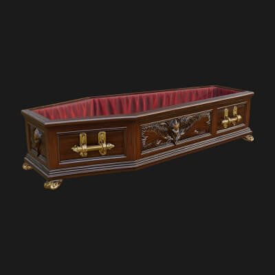 Open Wooden Coffin Model Design 4 3D Print Model