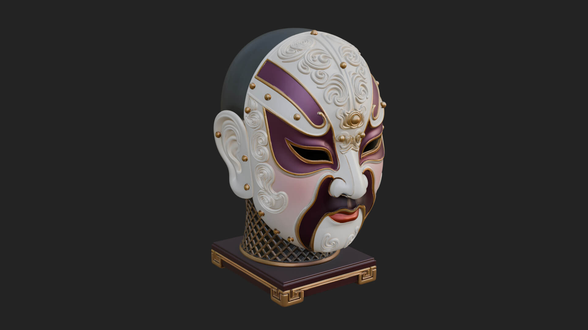 Opera Face Mask Statue Design 1 3D Print Model 3D Model
