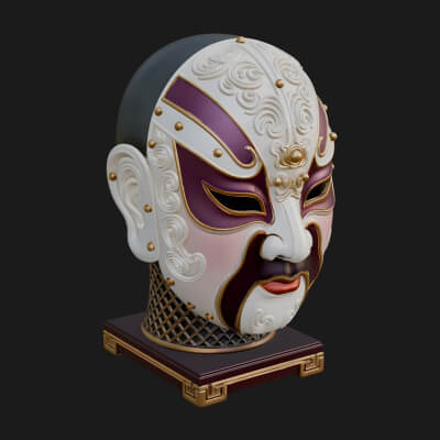 Opera Face Mask Statue Design 1 3D Print Model