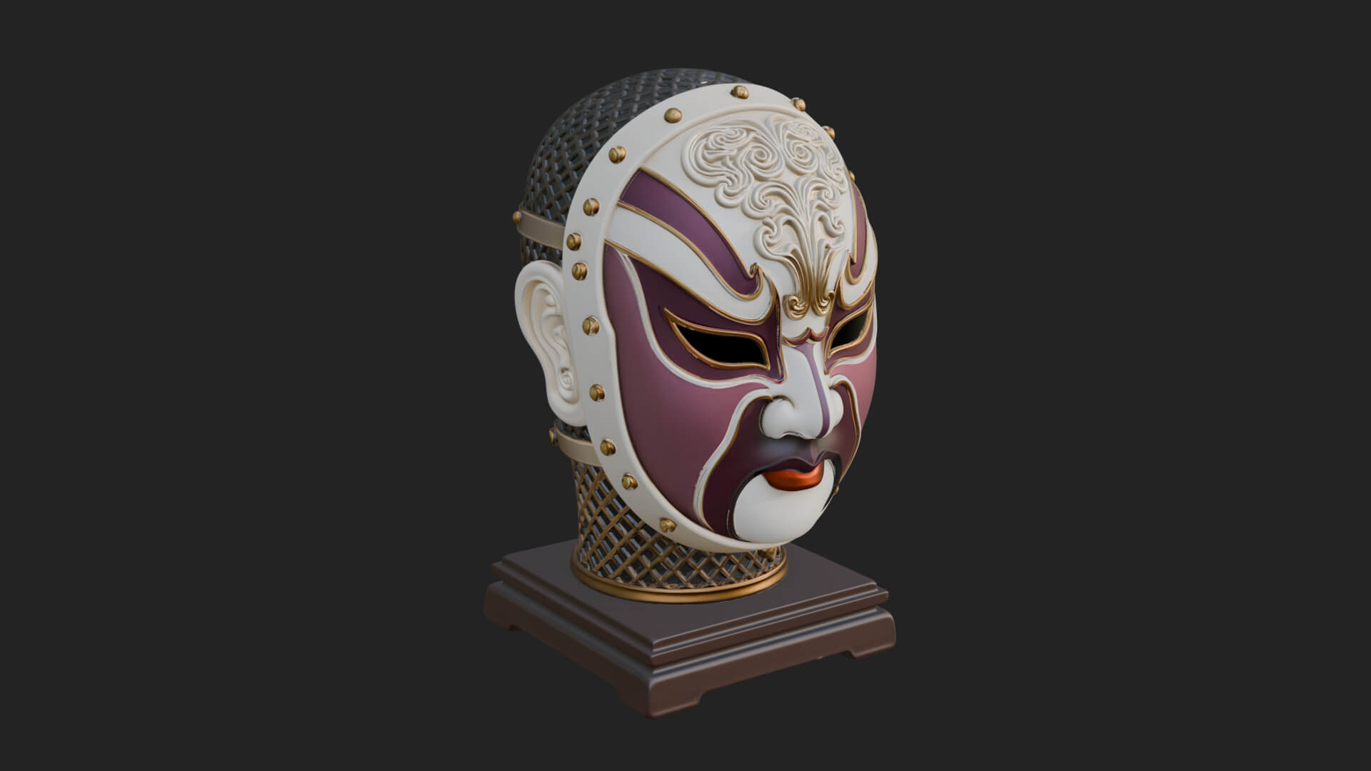 Opera Face Mask Statue Design 2 3D Print Model 3D Model