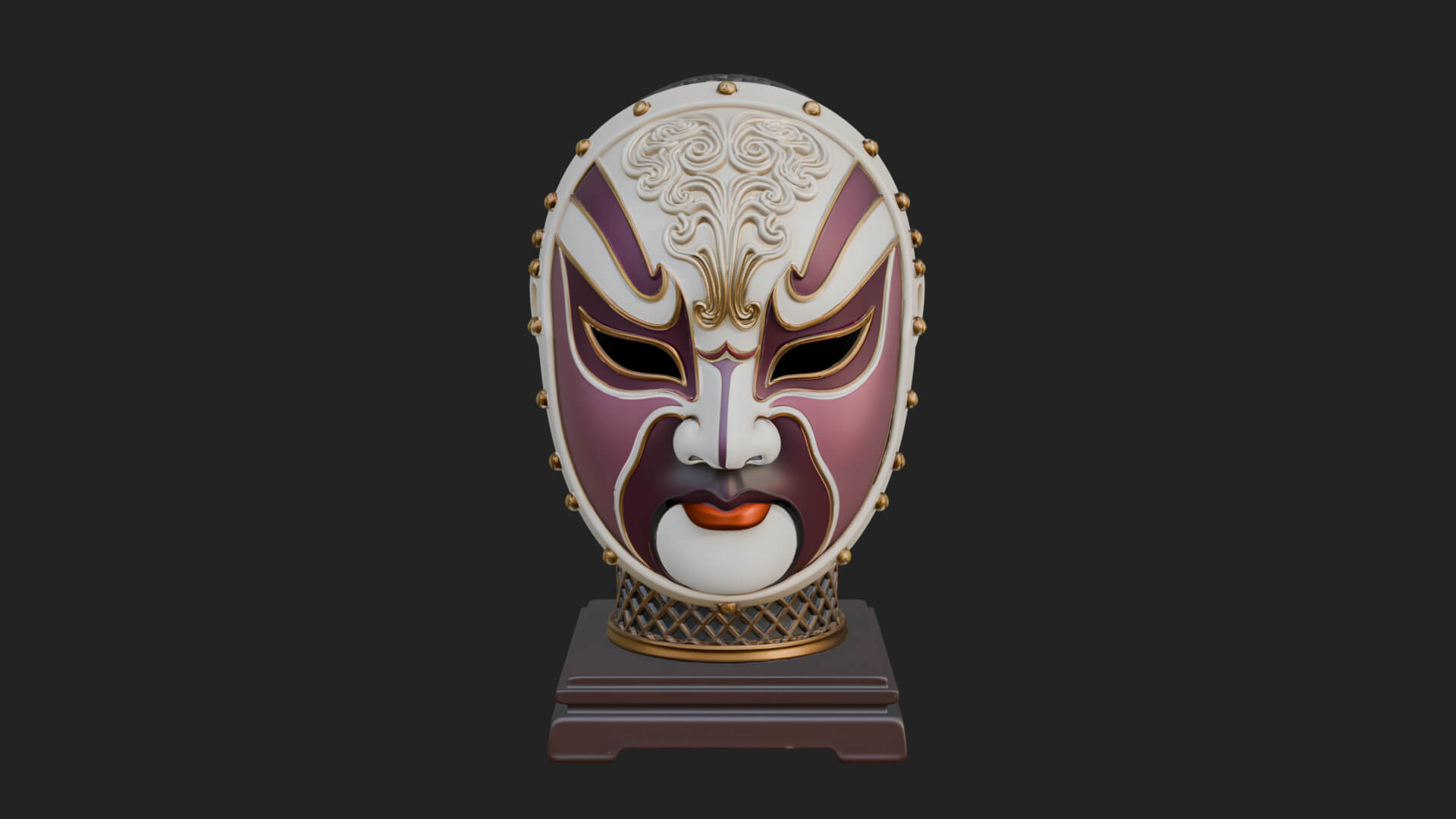 Opera Face Mask Statue Design 2 3D Print Model 3D Model