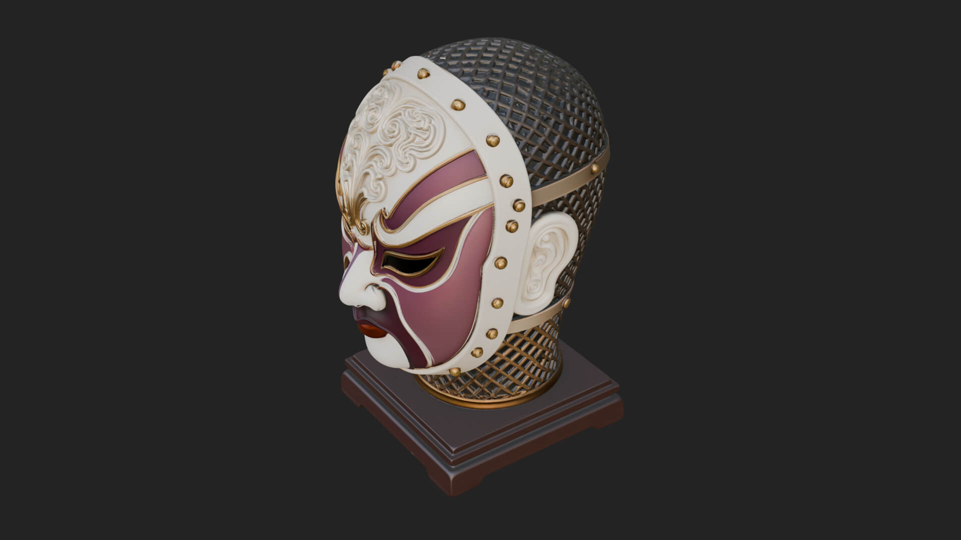 Opera Face Mask Statue Design 2 3D Print Model 3D Model