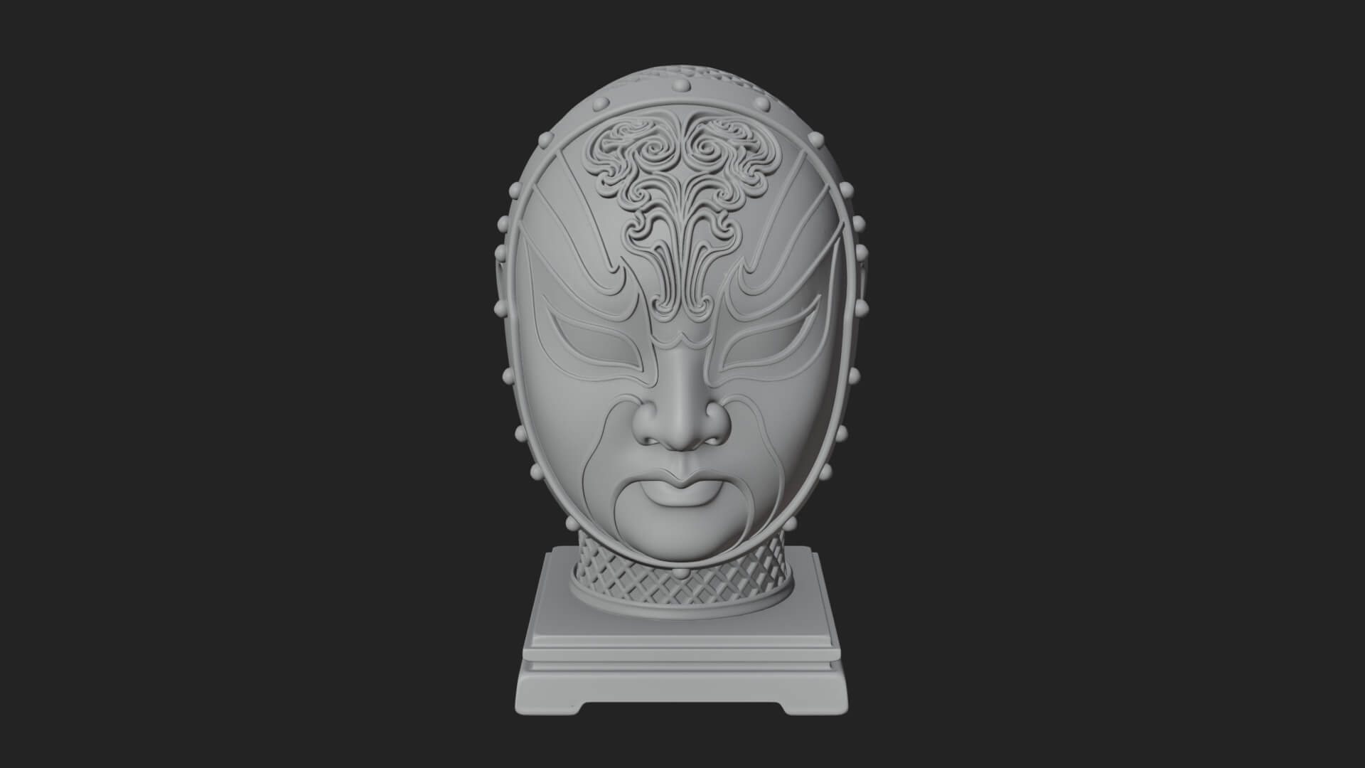 Opera Face Mask Statue Design 2 3D Print Model 3D Model