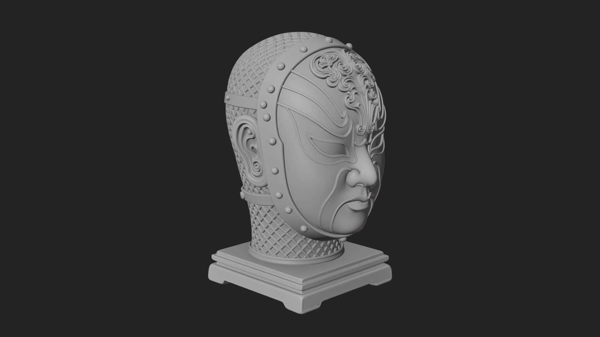 Opera Face Mask Statue Design 2 3D Print Model 3D Model