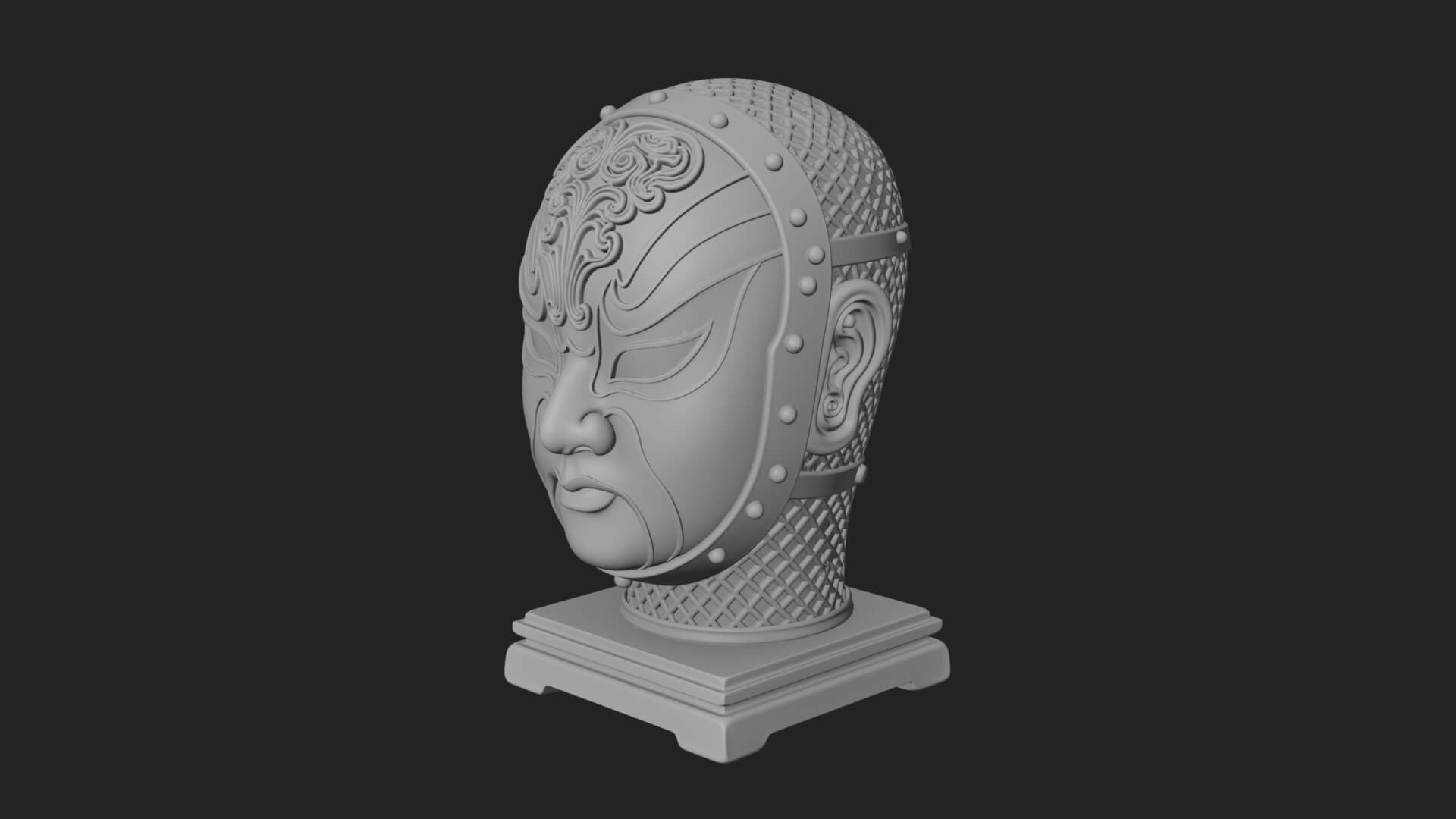 Opera Face Mask Statue Design 2 3D Print Model 3D Model