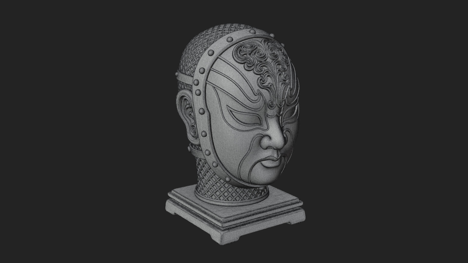 Opera Face Mask Statue Design 2 3D Print Model 3D Model