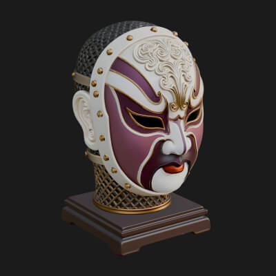 Opera Face Mask Statue Design 2 3D Print Model