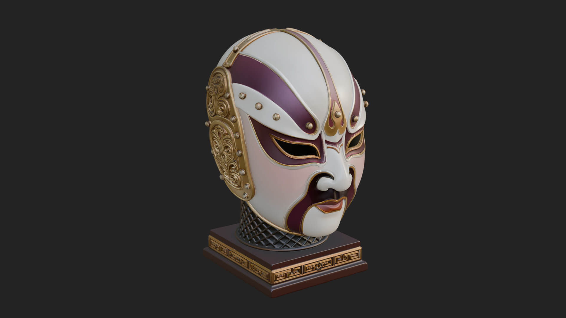 Opera Face Mask Statue Design 3 3D Print Model 3D Model