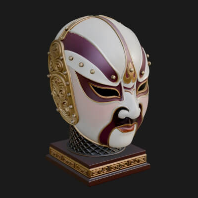 Opera Face Mask Statue Design 3 3D Print Model