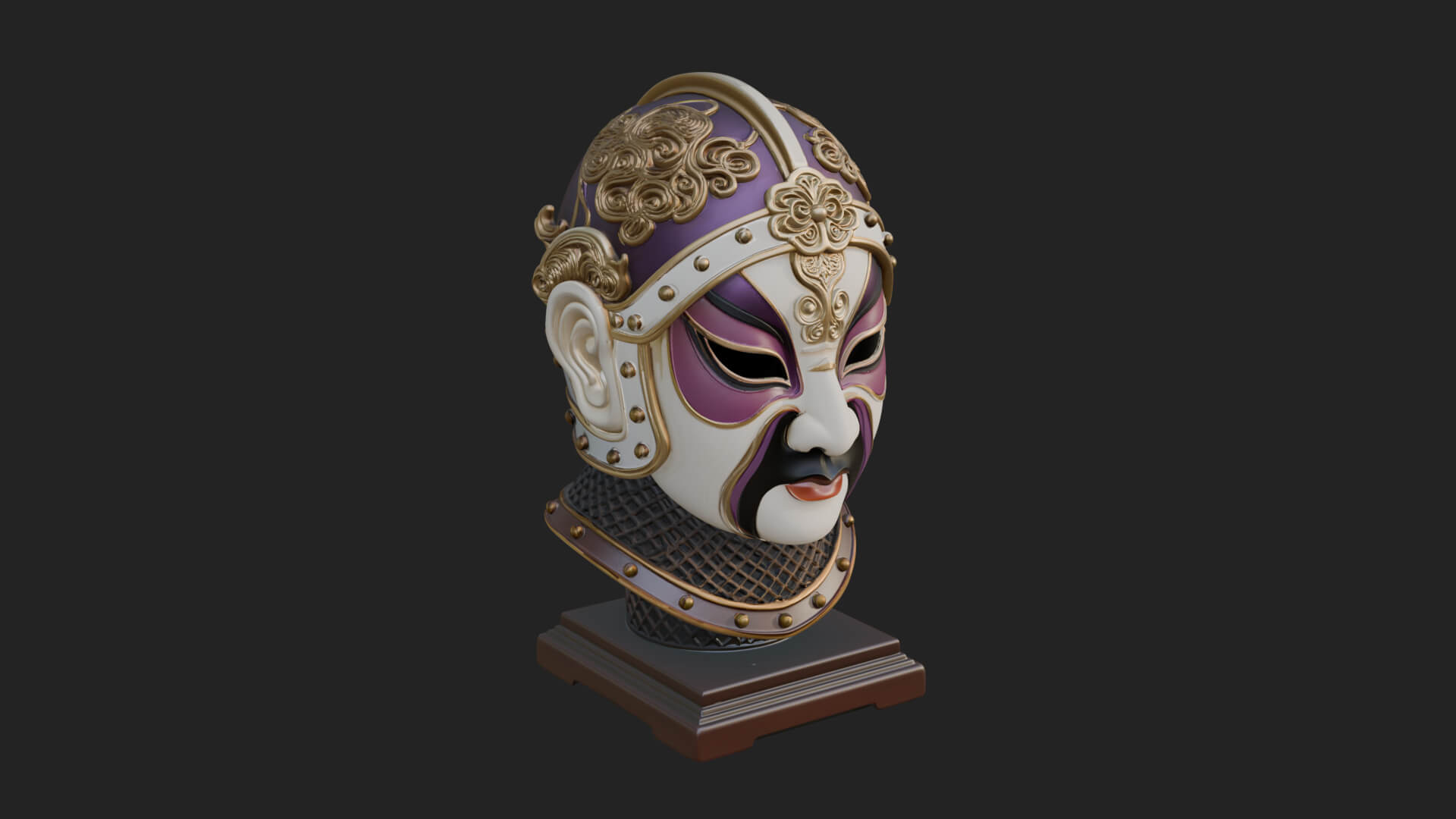 Opera Face Mask Statue Design 4 3D Print Model 3D Model
