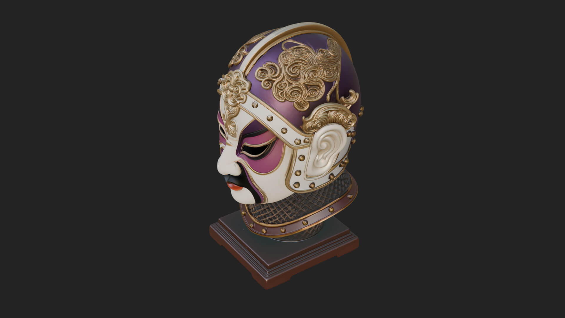 Opera Face Mask Statue Design 4 3D Print Model 3D Model