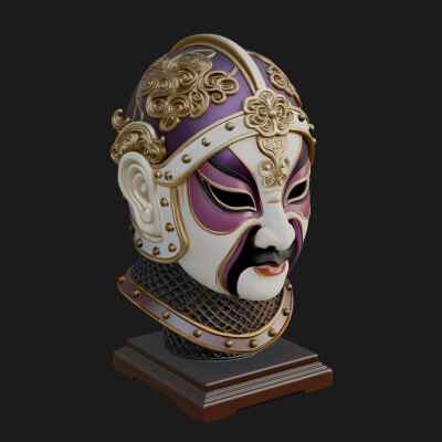 Opera Face Mask Statue Design 4 3D Print Model