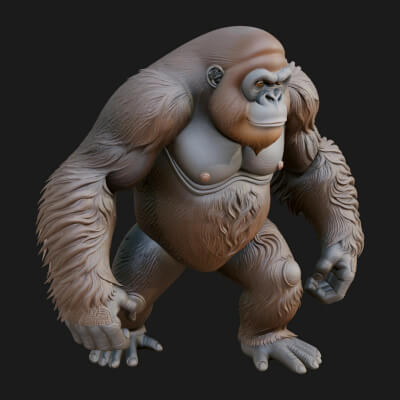Orangutan Statue Design 2 3D Print Model