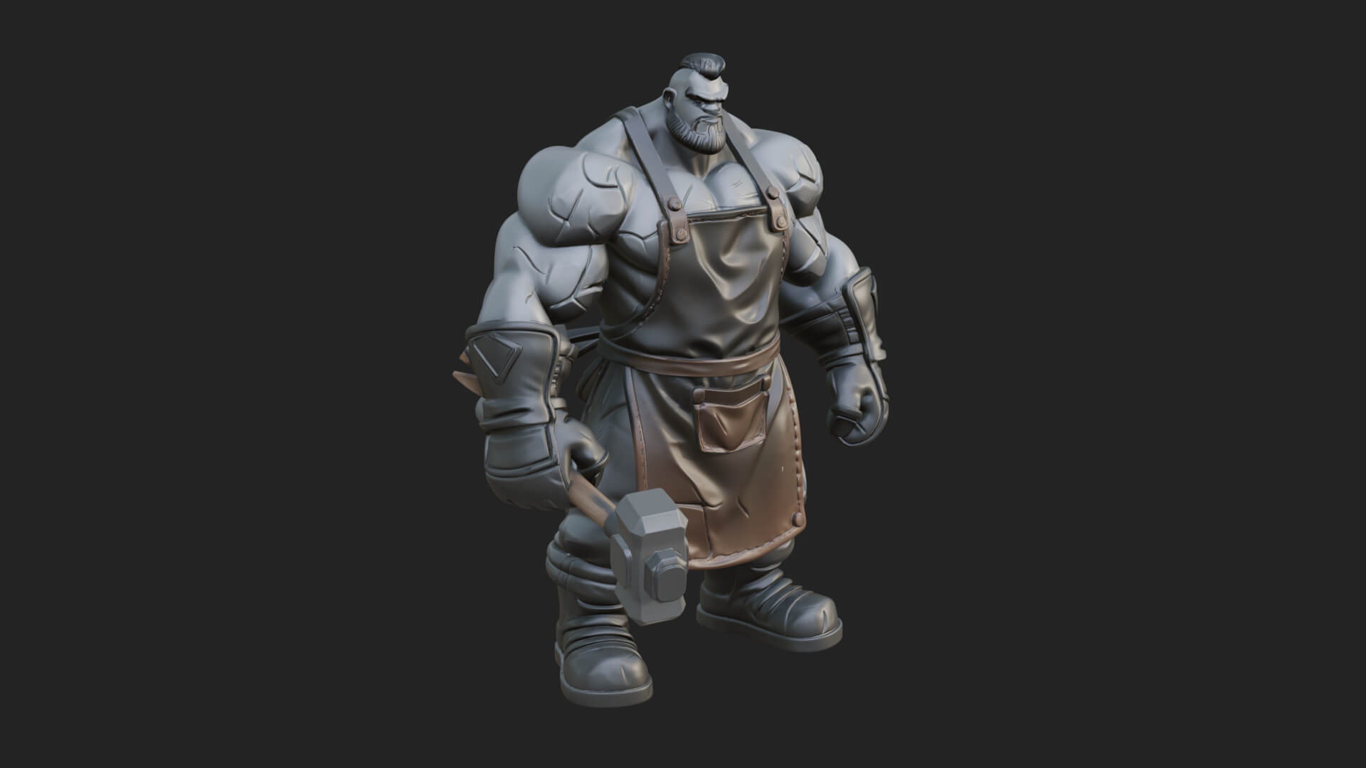 Orc Blacksmith Statue Design 1 3D Print Model 3D Model