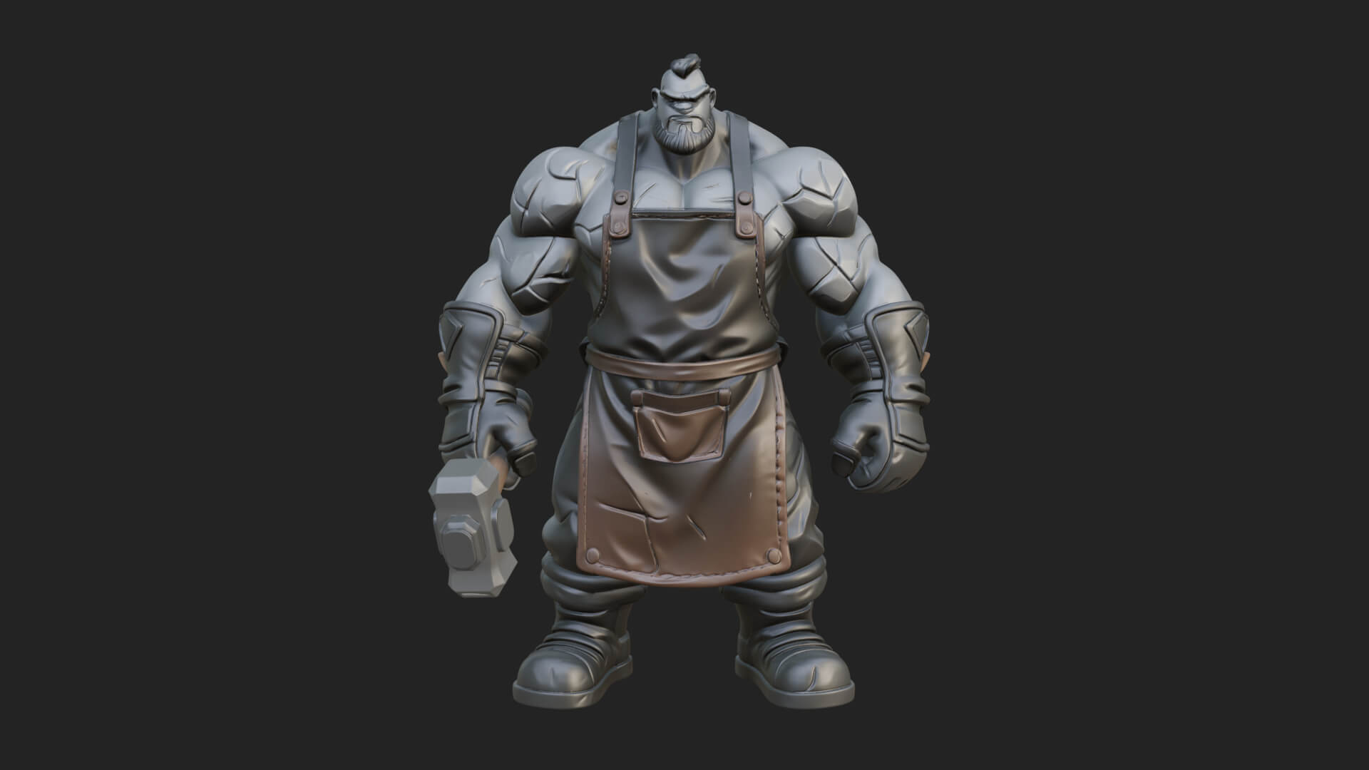 Orc Blacksmith Statue Design 1 3D Print Model 3D Model