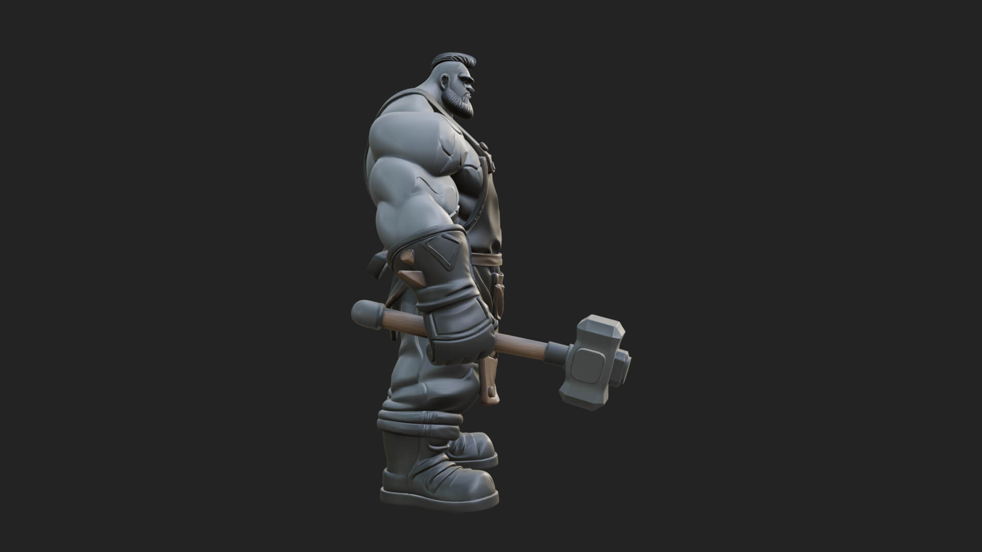 Orc Blacksmith Statue Design 1 3D Print Model 3D Model