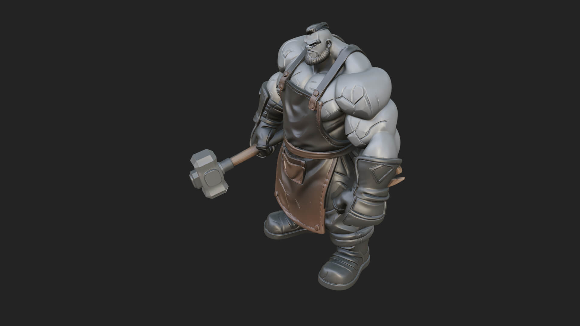 Orc Blacksmith Statue Design 1 3D Print Model 3D Model