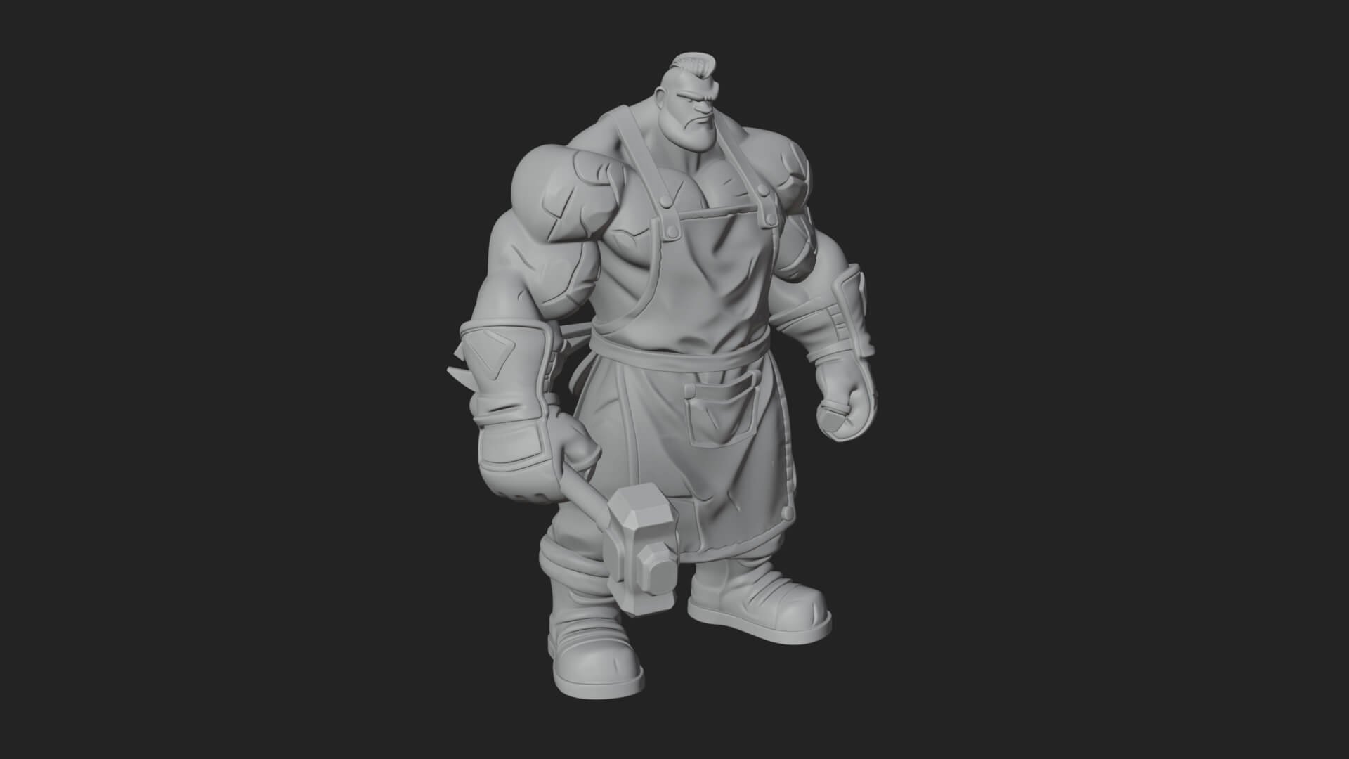 Orc Blacksmith Statue Design 1 3D Print Model 3D Model