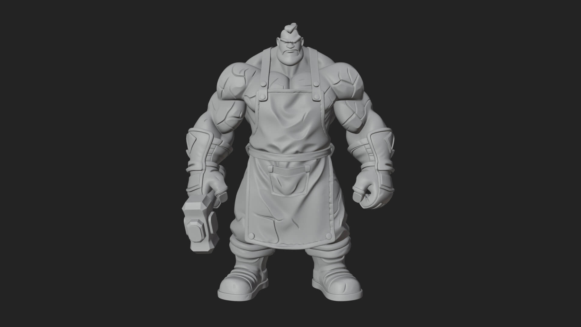Orc Blacksmith Statue Design 1 3D Print Model 3D Model