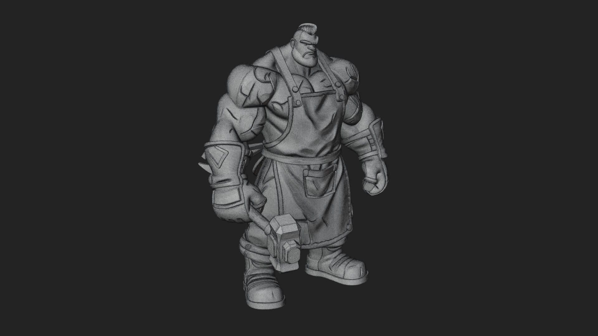 Orc Blacksmith Statue Design 1 3D Print Model 3D Model