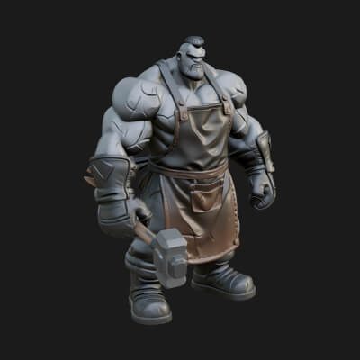 Orc Blacksmith Statue Design 1 3D Print Model