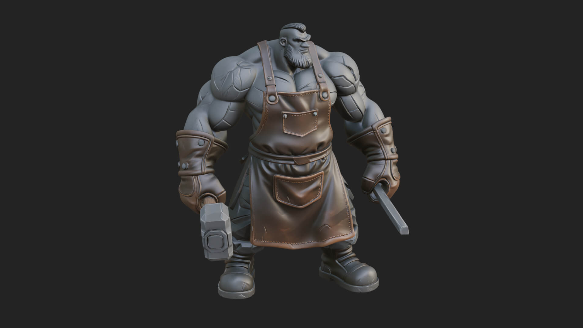 Orc Blacksmith Statue Design 2 3D Print Model 3D Model