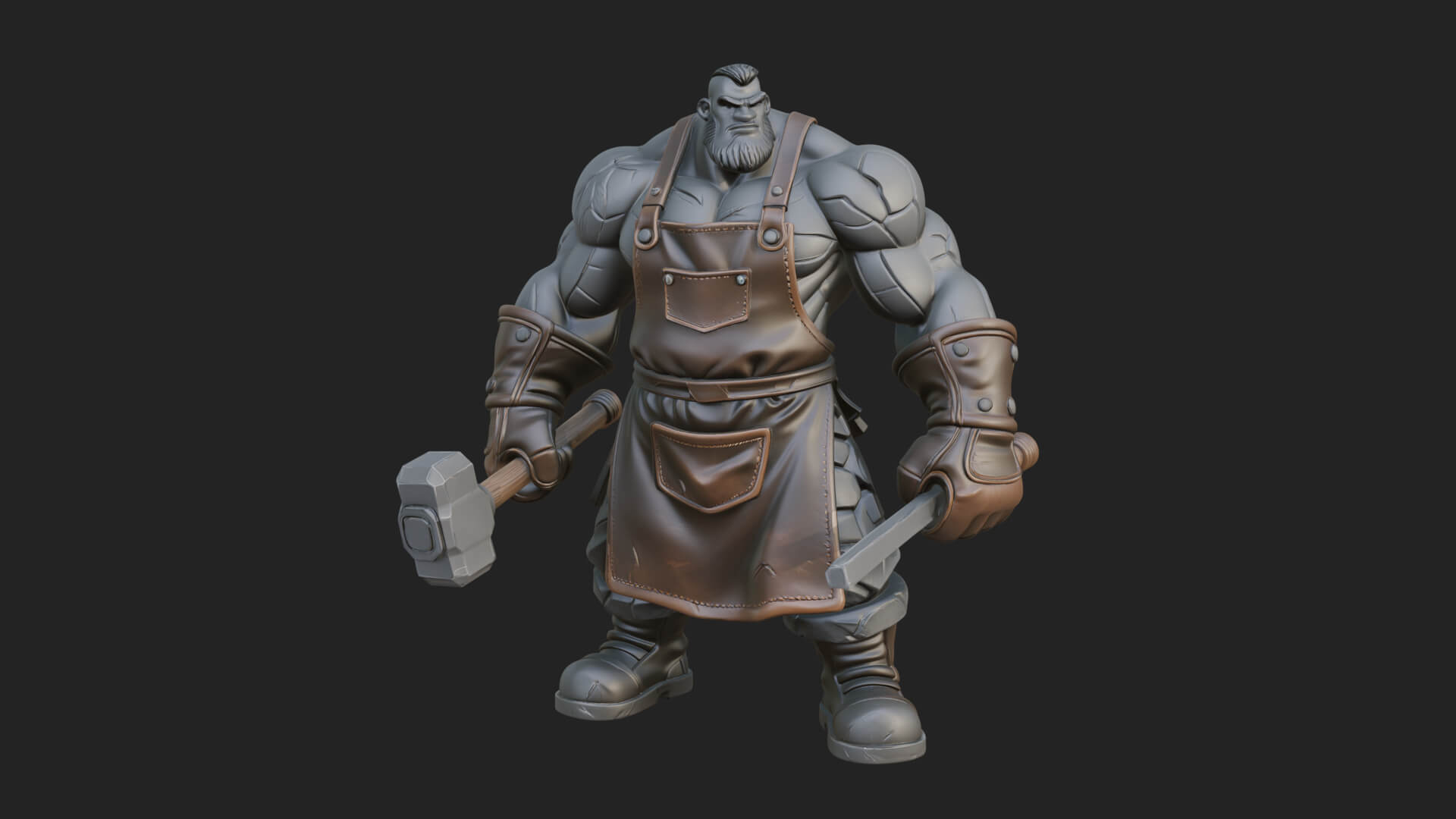 Orc Blacksmith Statue Design 2 3D Print Model 3D Model