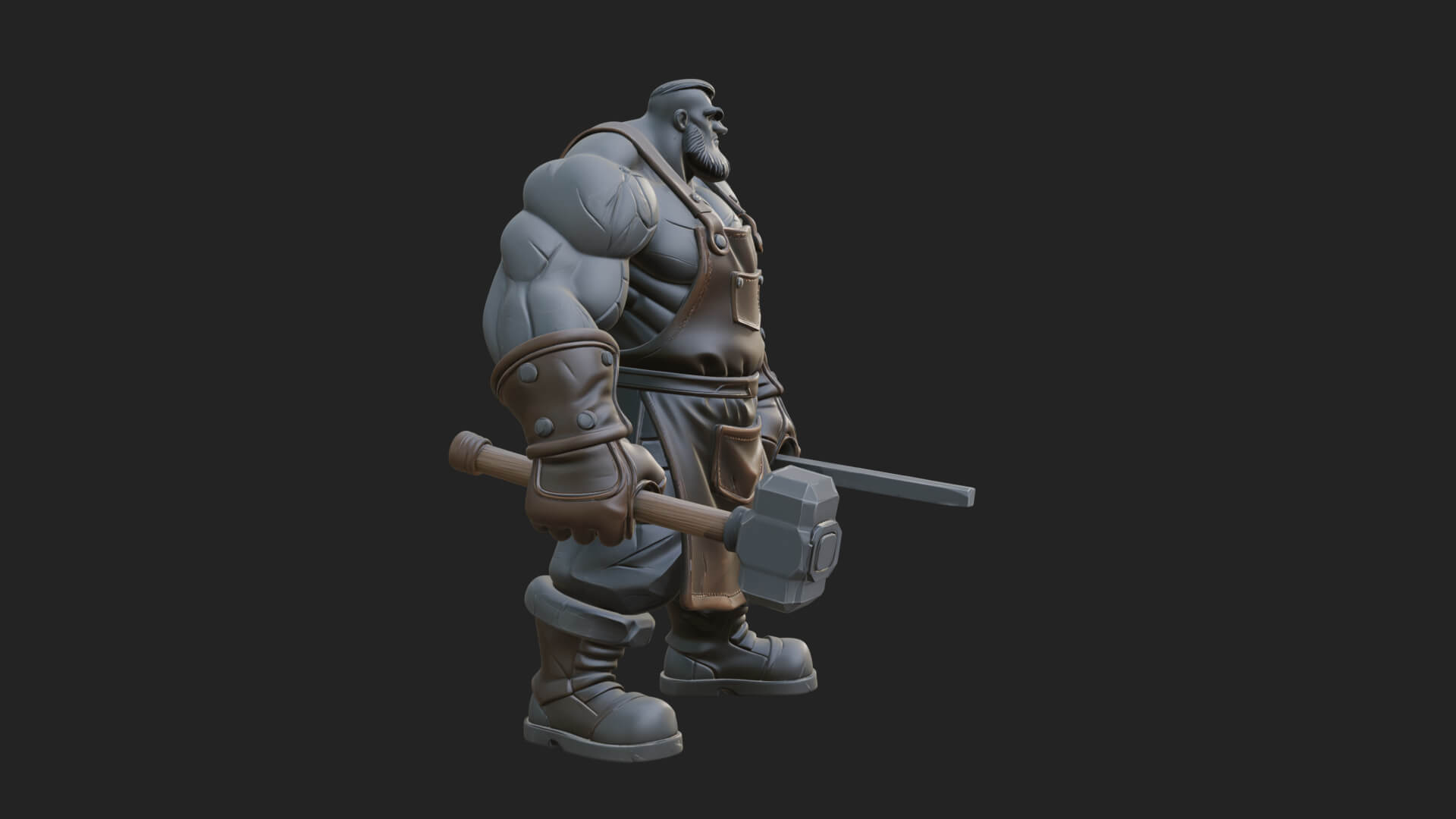 Orc Blacksmith Statue Design 2 3D Print Model 3D Model