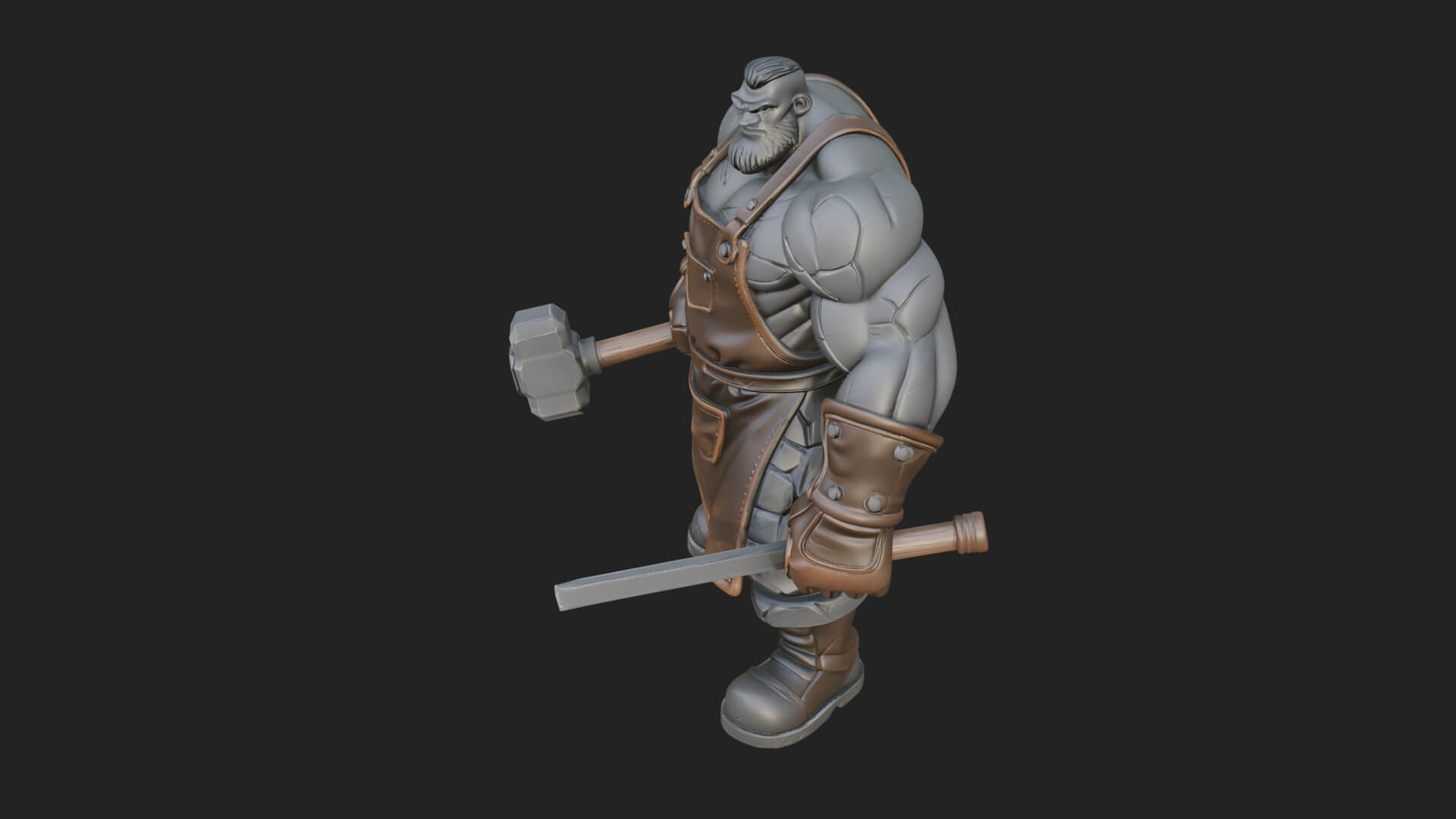 Orc Blacksmith Statue Design 2 3D Print Model 3D Model
