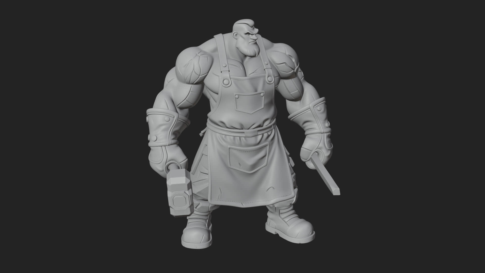 Orc Blacksmith Statue Design 2 3D Print Model 3D Model
