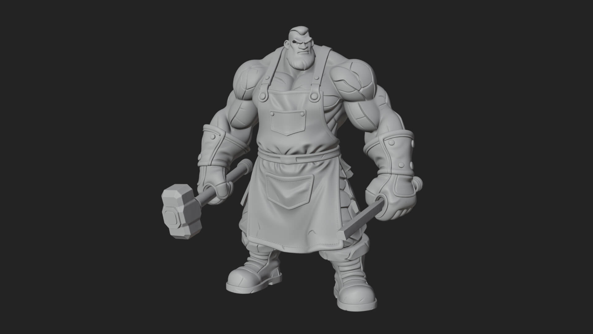 Orc Blacksmith Statue Design 2 3D Print Model 3D Model