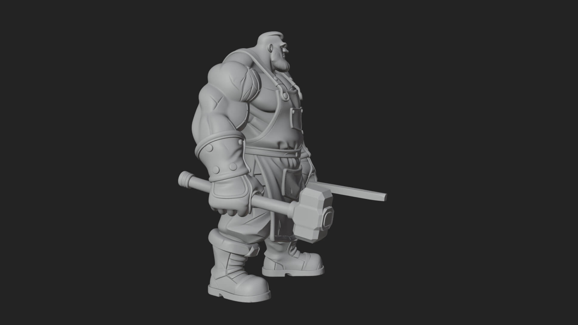 Orc Blacksmith Statue Design 2 3D Print Model 3D Model