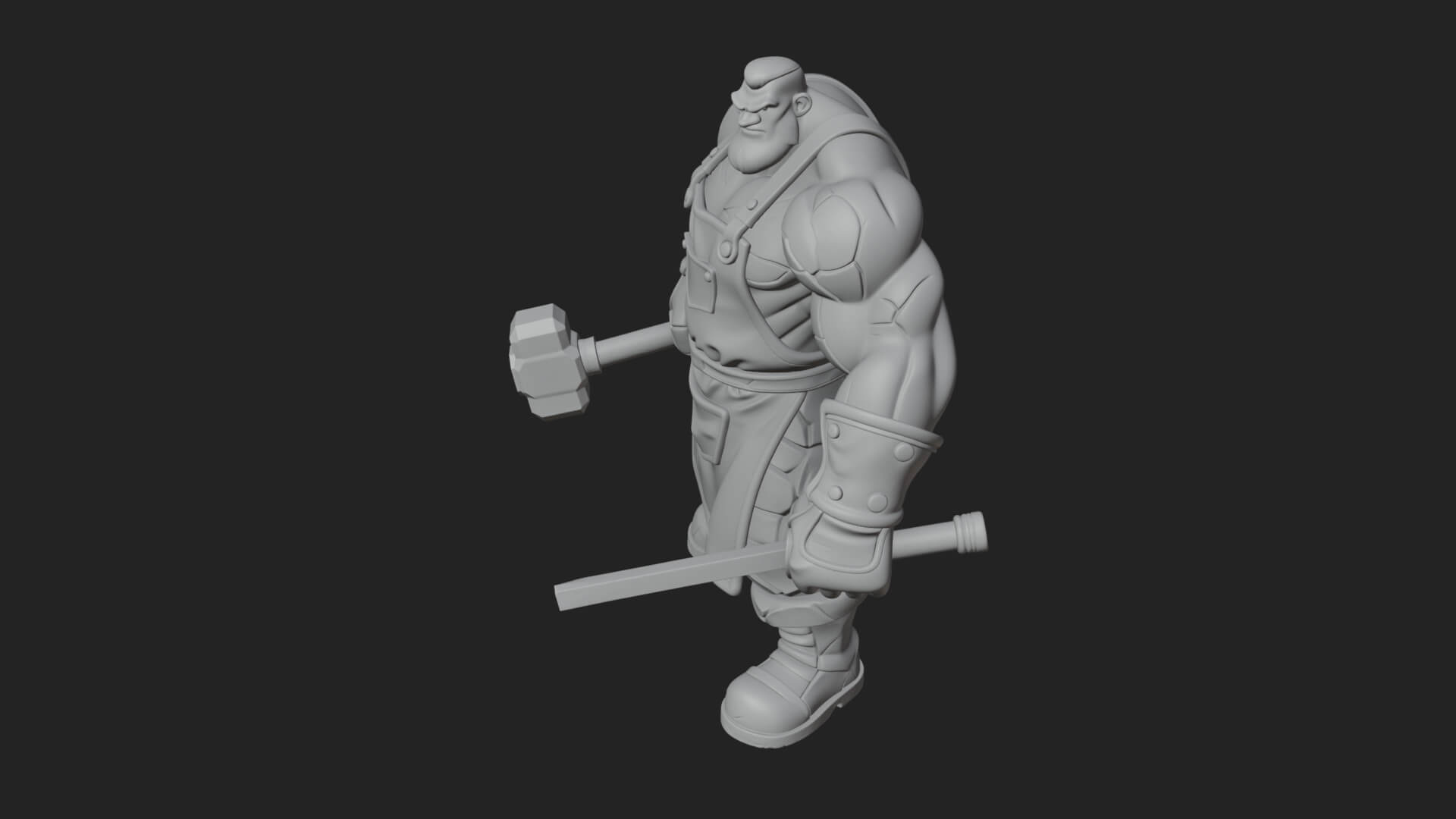 Orc Blacksmith Statue Design 2 3D Print Model 3D Model