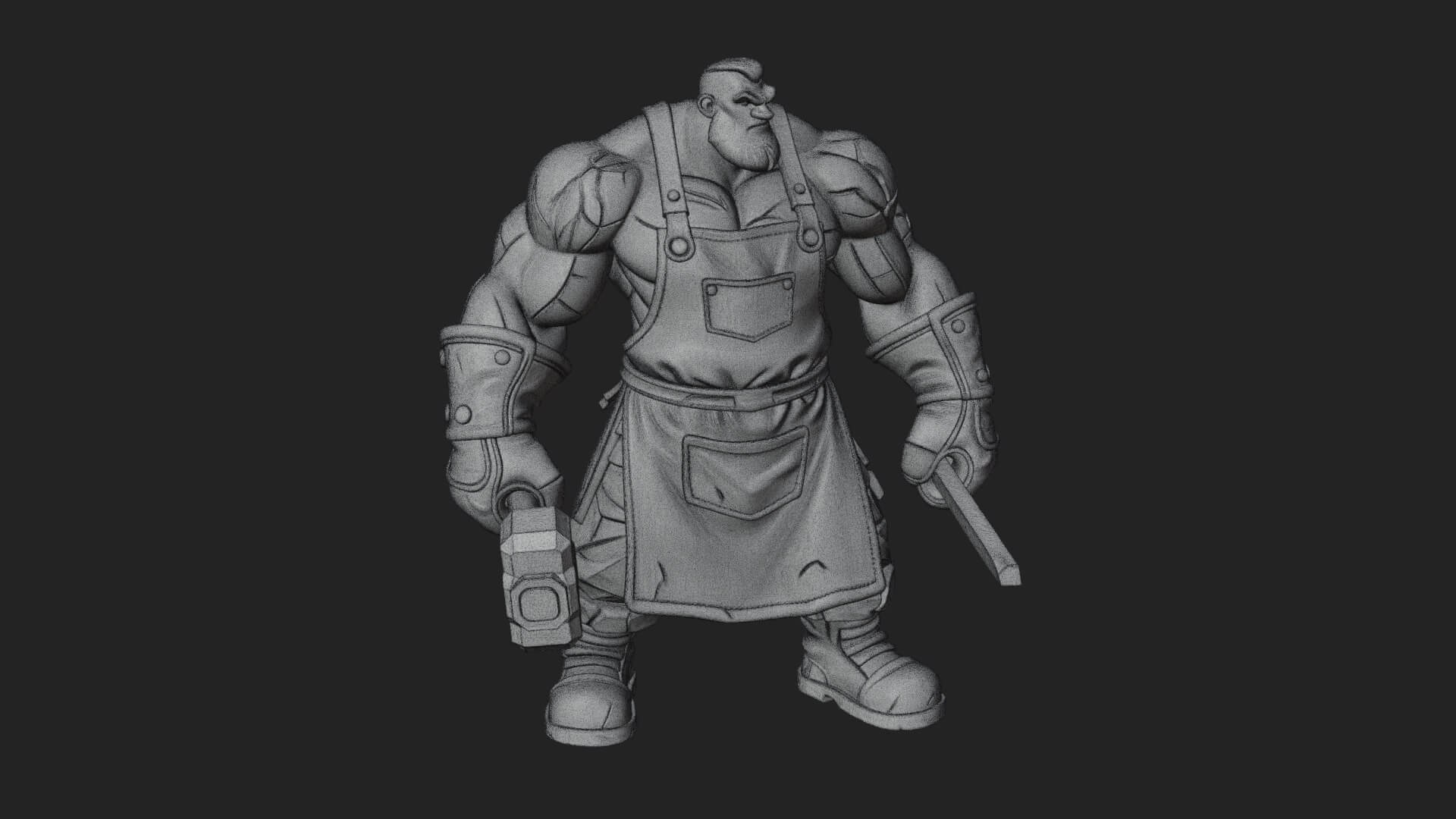 Orc Blacksmith Statue Design 2 3D Print Model 3D Model