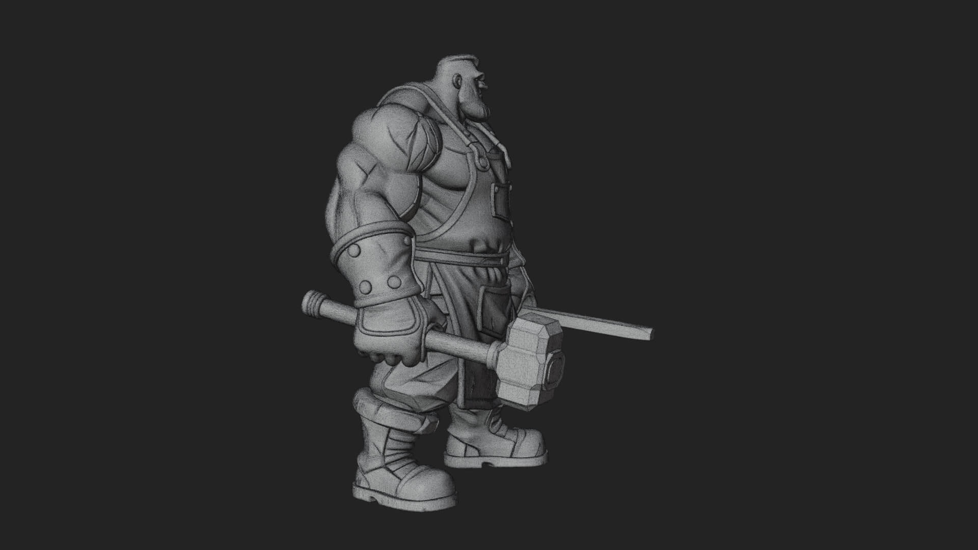 Orc Blacksmith Statue Design 2 3D Print Model 3D Model