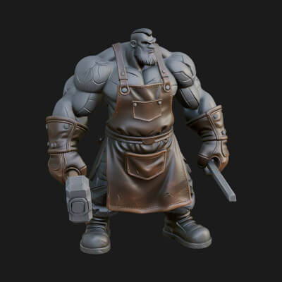 Orc Blacksmith Statue Design 2 3D Print Model