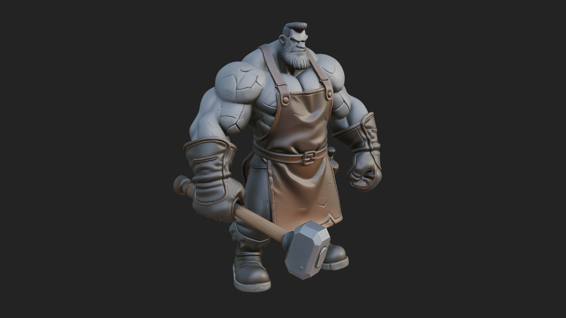 Orc Blacksmith Statue Design 3 3D Print Model 3D Model