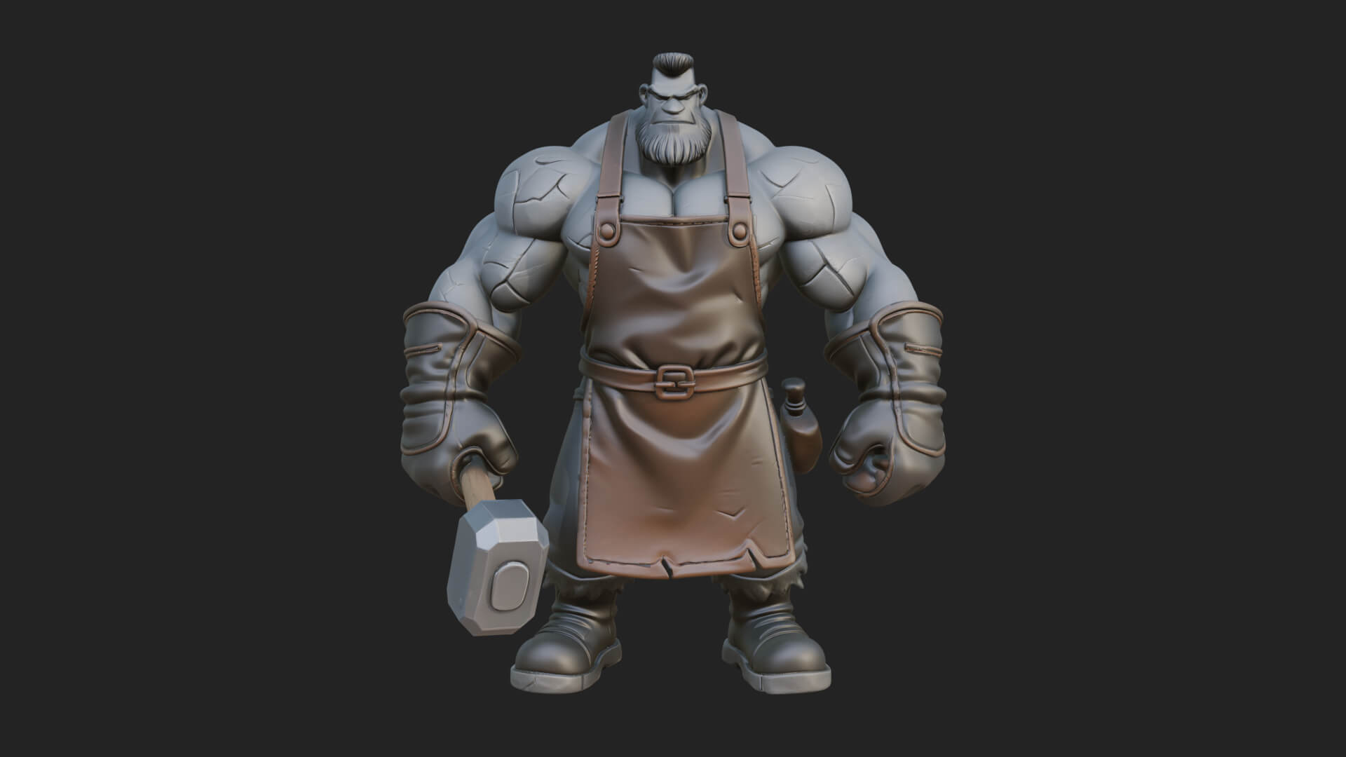 Orc Blacksmith Statue Design 3 3D Print Model 3D Model