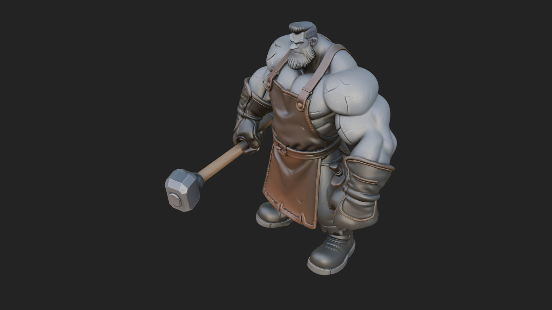 Orc Blacksmith Statue Design 3 3D Print Model 3D Model