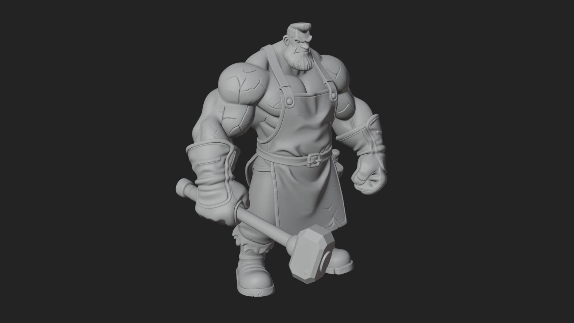Orc Blacksmith Statue Design 3 3D Print Model 3D Model