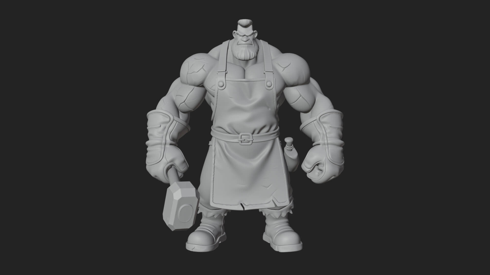Orc Blacksmith Statue Design 3 3D Print Model 3D Model