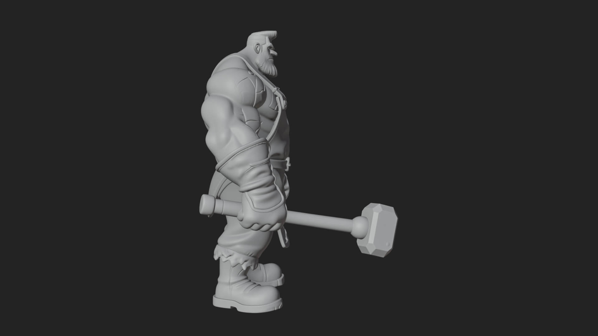 Orc Blacksmith Statue Design 3 3D Print Model 3D Model