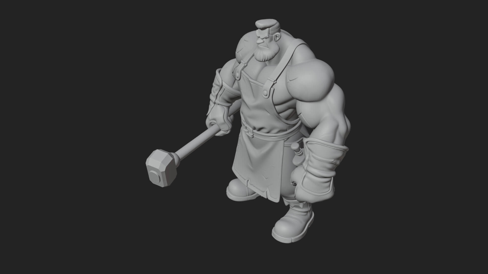 Orc Blacksmith Statue Design 3 3D Print Model 3D Model
